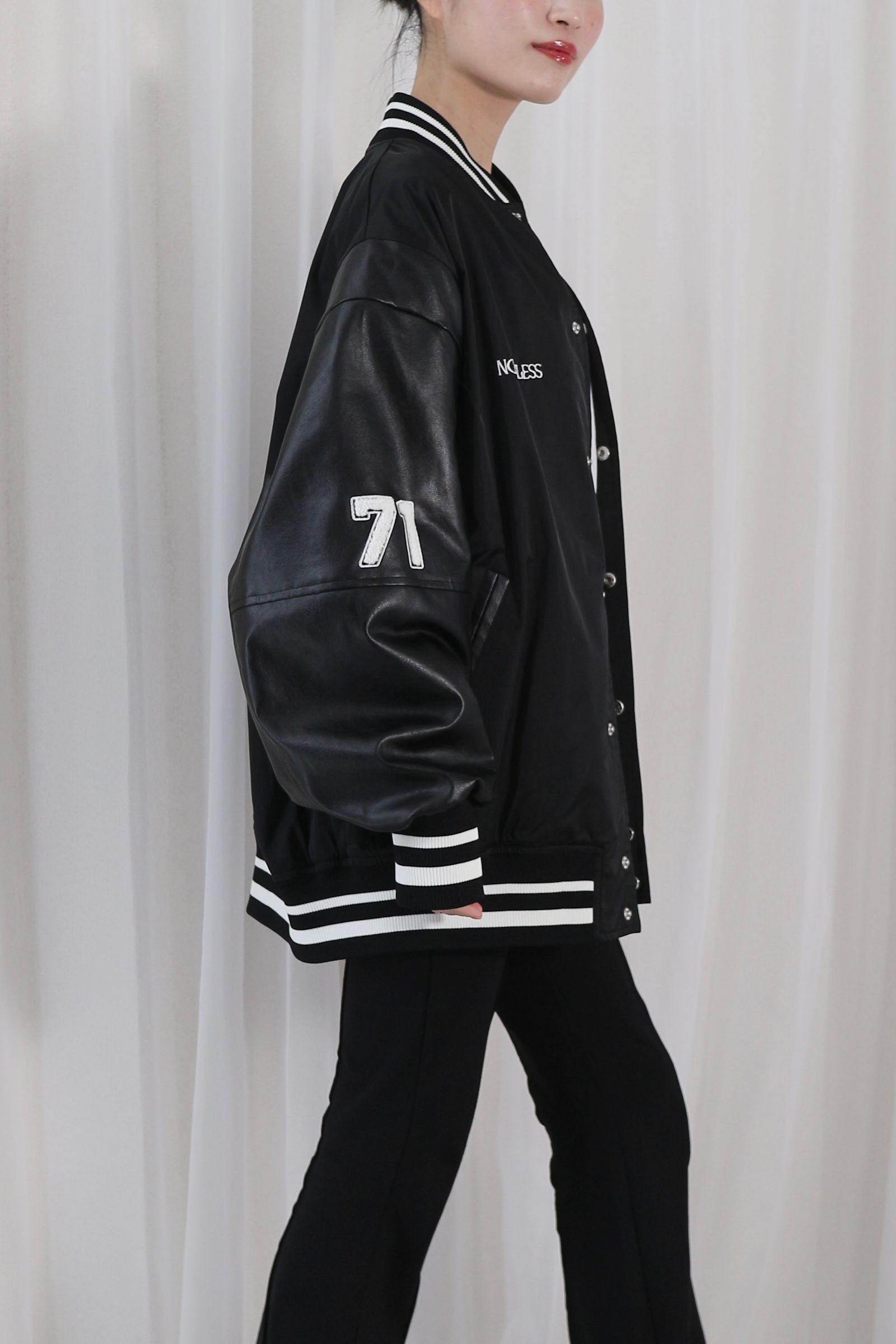 NOUNLESS NYLON STADIUM JUMPER / ナウンレスナイロンスタジャン (ノワール)