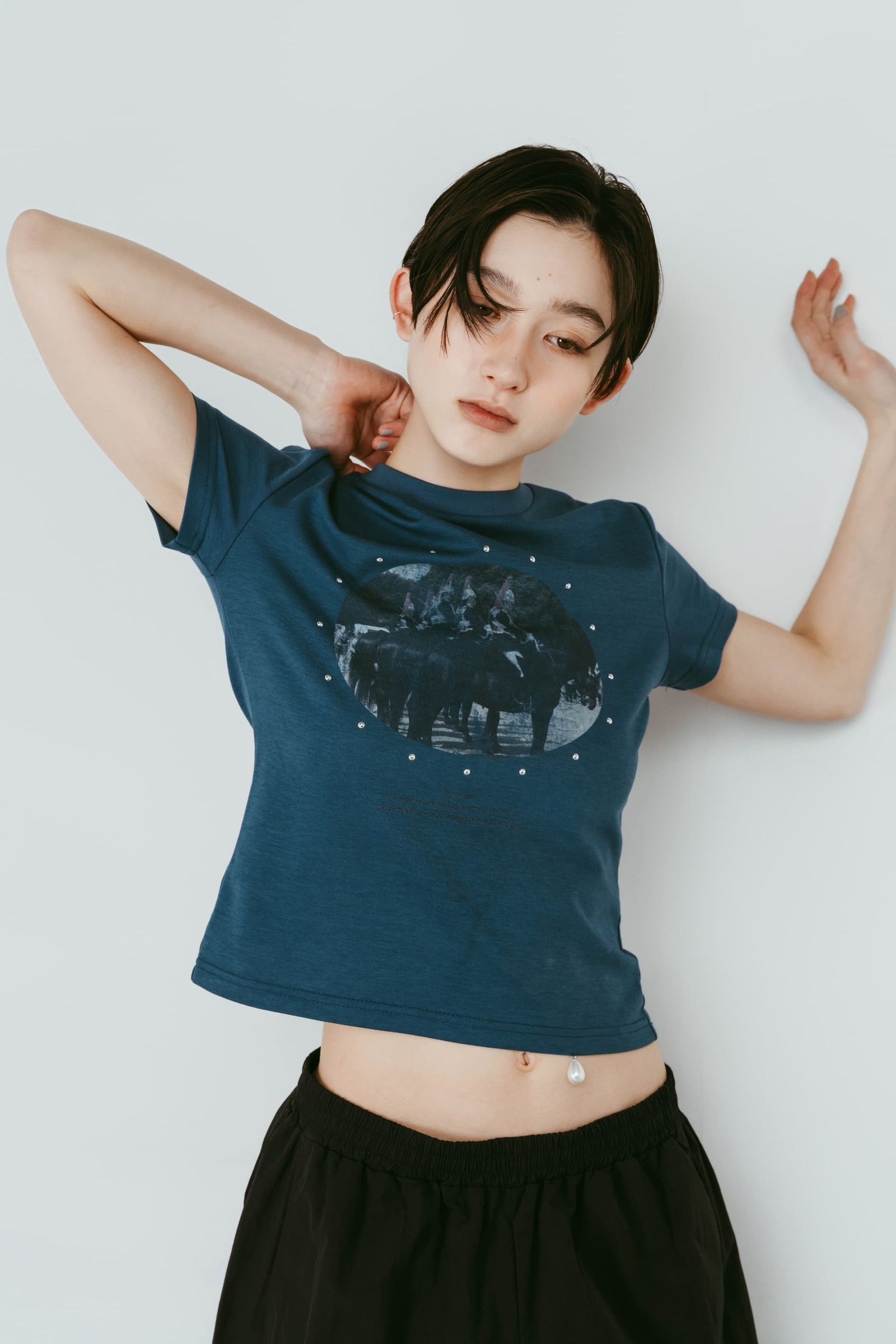 スタッズコンパクトTシャツ (ブルー) studded compact tee (Blue) /  26SS