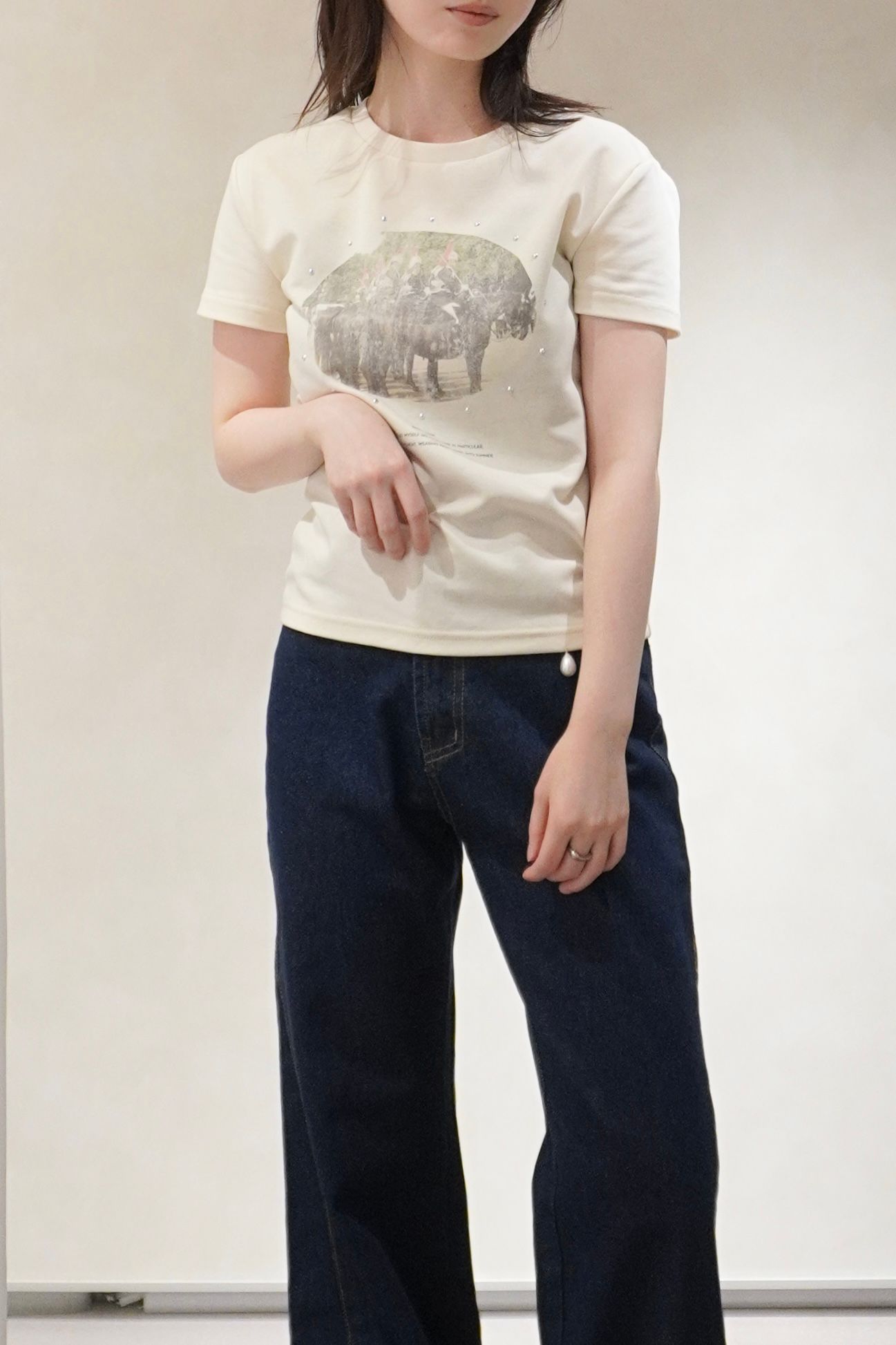 スタッズコンパクトTシャツ (アイボリー) studded compact tee (Ivory) /  26SS
