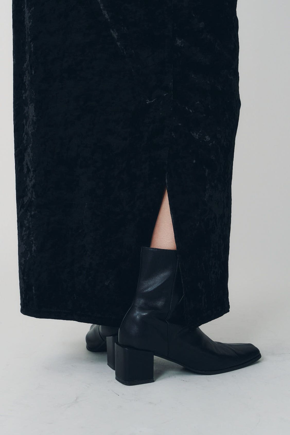 2ウェイ ベロアドレープドレス (ブラック) 2way draped velour dress (Black) / 26AW