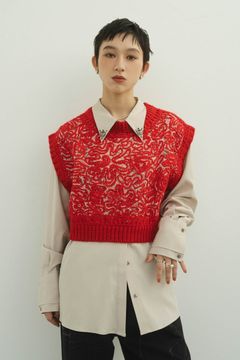 embroidery knit best / エンブロイダリーニットベスト (レッド)  Knuth Marf