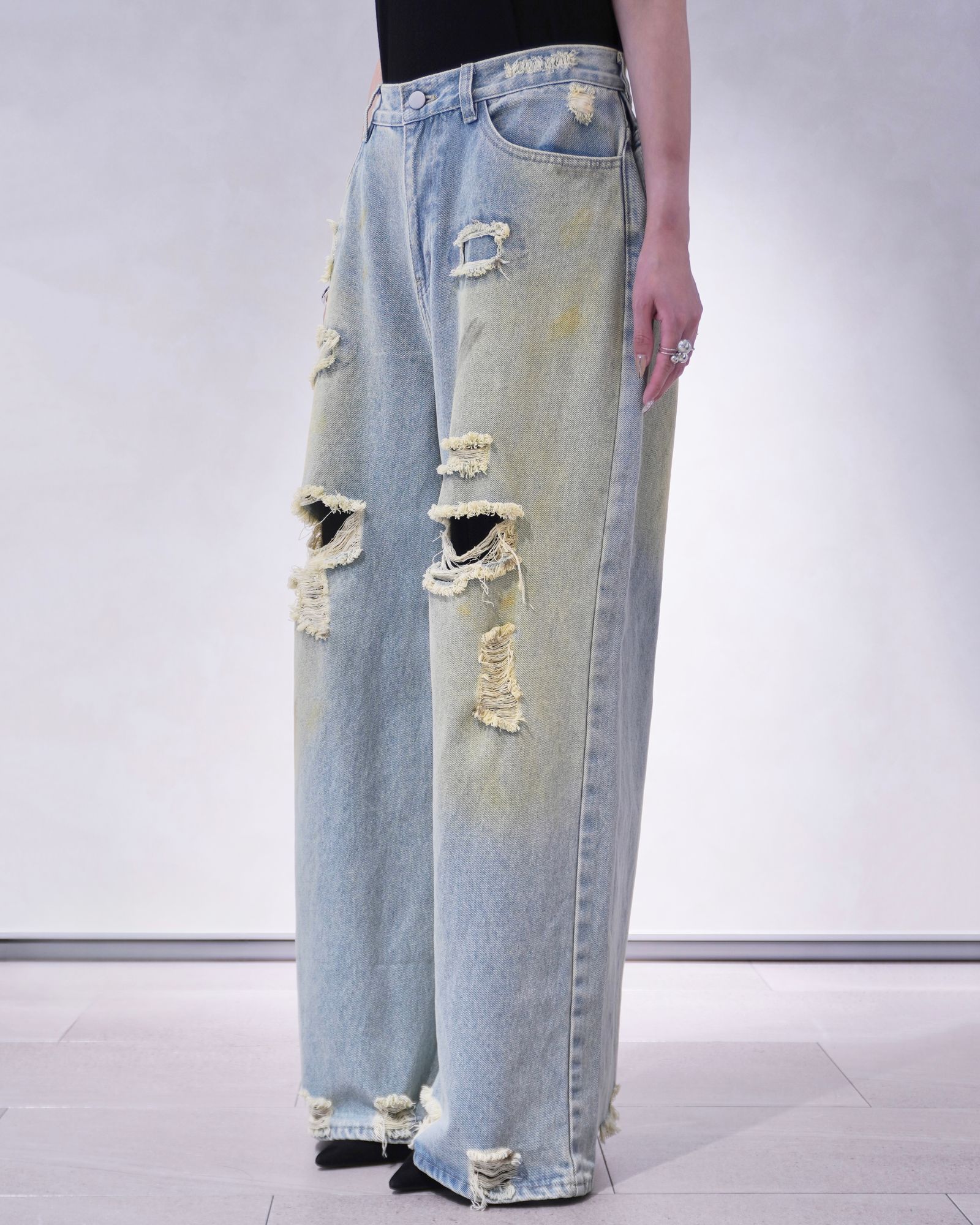 Knuth Marf デニム Knuth Marf - ダメージ デニムパンツ (サックスブルー) damage denim