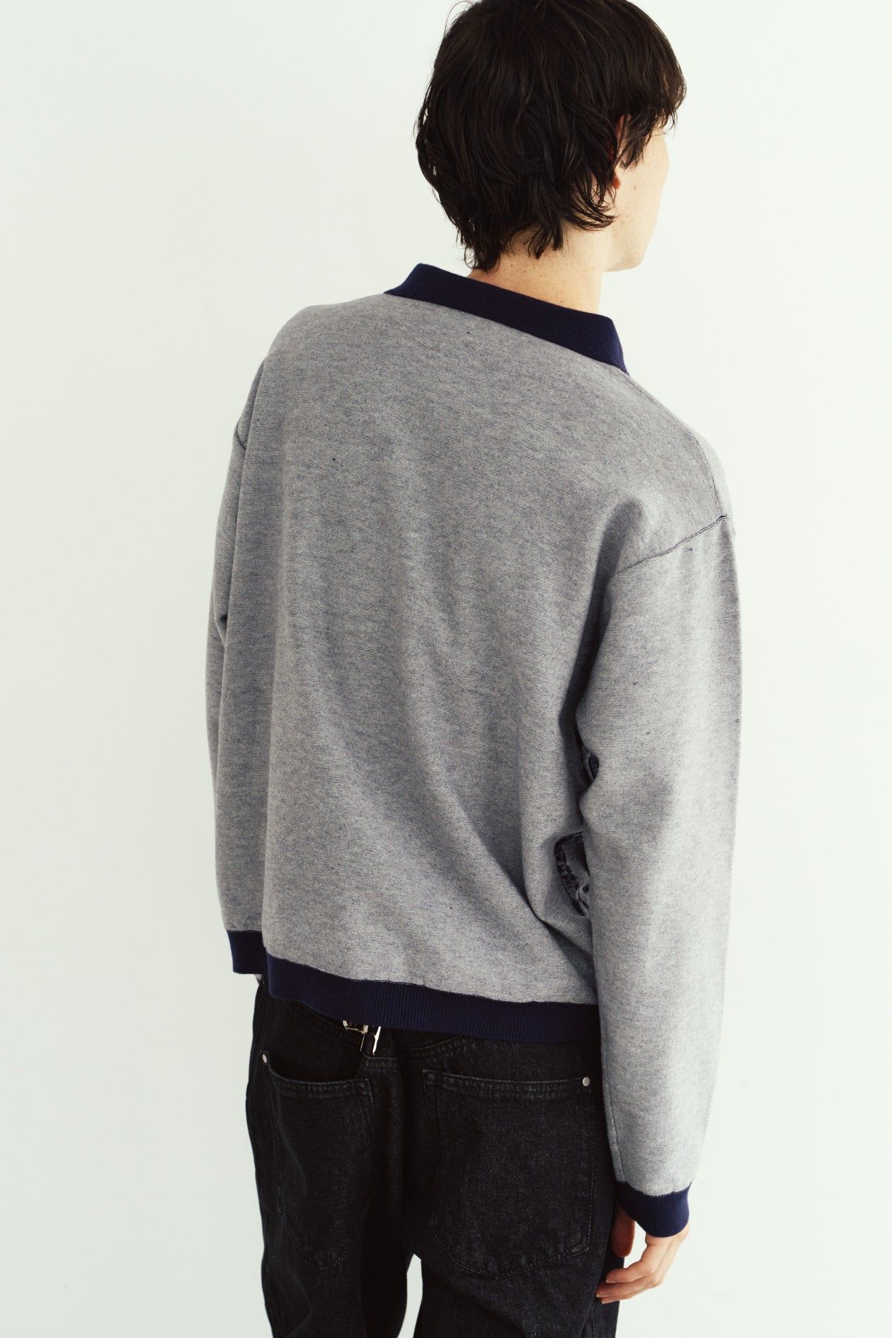 リバーシブル ジャガードポロニット (ネイビー) reversible jacquard polo knit(unisex) (Navy) / 26AW