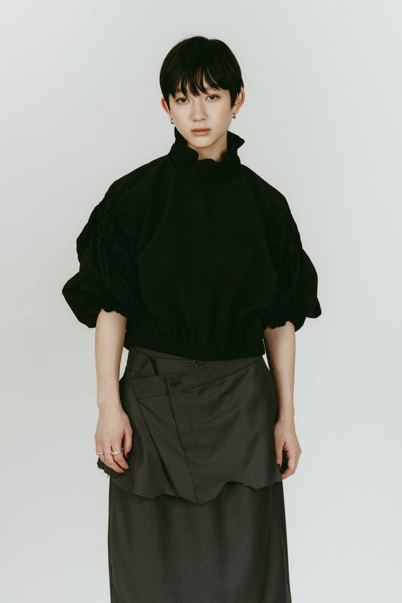 many way frill blouse (Black) / メニーウェイ フリルブラウス (ブラック) / 26SS