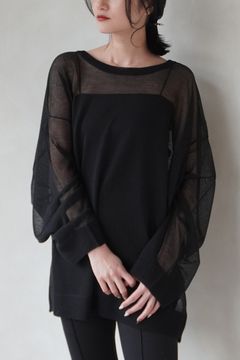 SHEER KNIT TOPS / シアーニットトップス (ブラック)