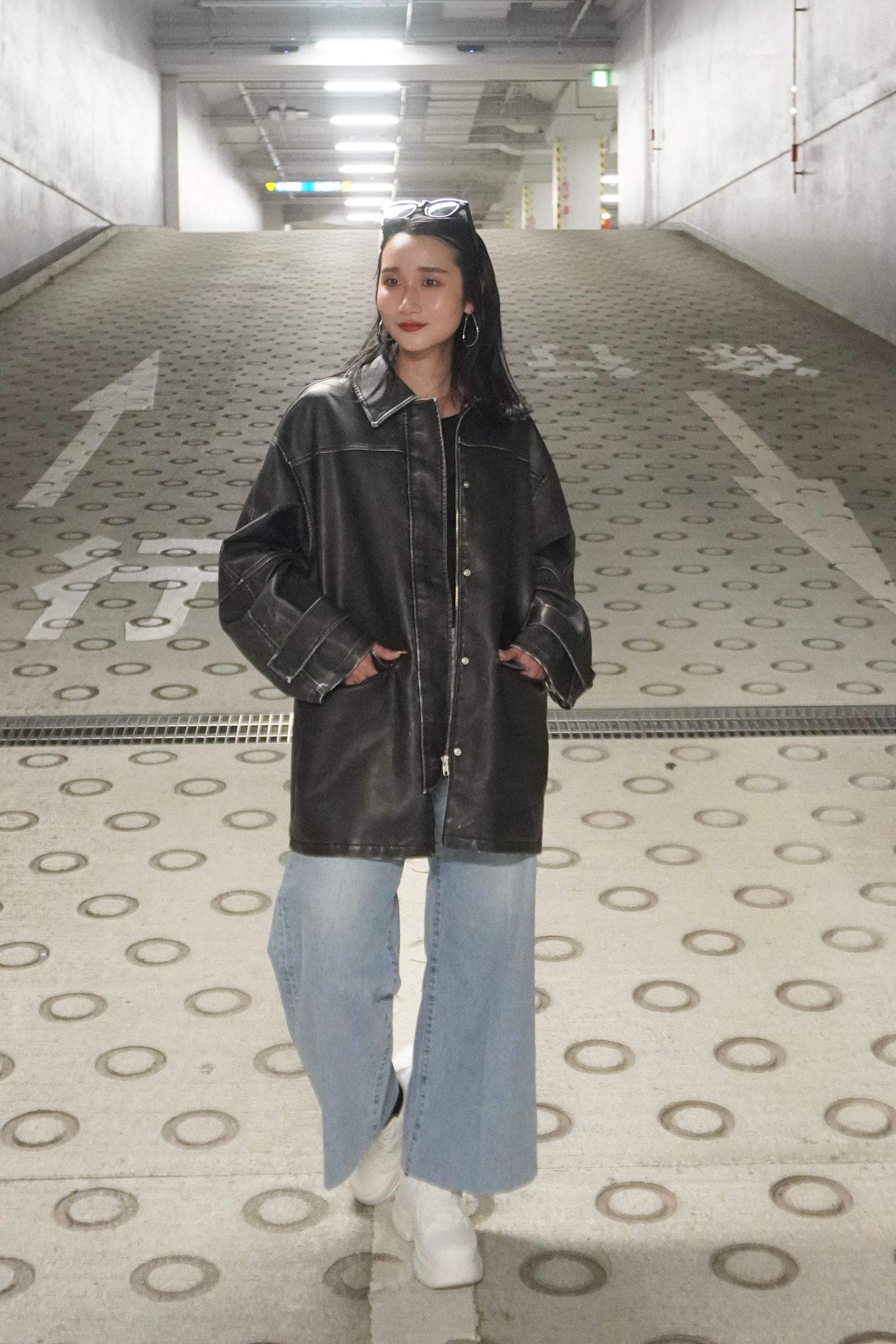 NOUNLESS - CRASH FAKE LEATHER JACKET (NOIR) / クラッシュ NOUNLESS - CRASH FAKE LEATHER JACKET (NOIR) / クラッシュ
