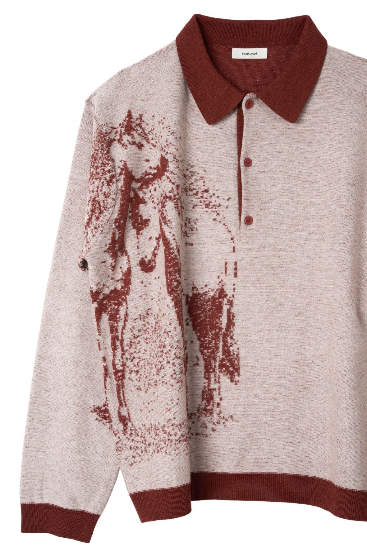 リバーシブル ジャガードポロニット (レッド) reversible jacquard polo knit(unisex) (Red) / 26AW