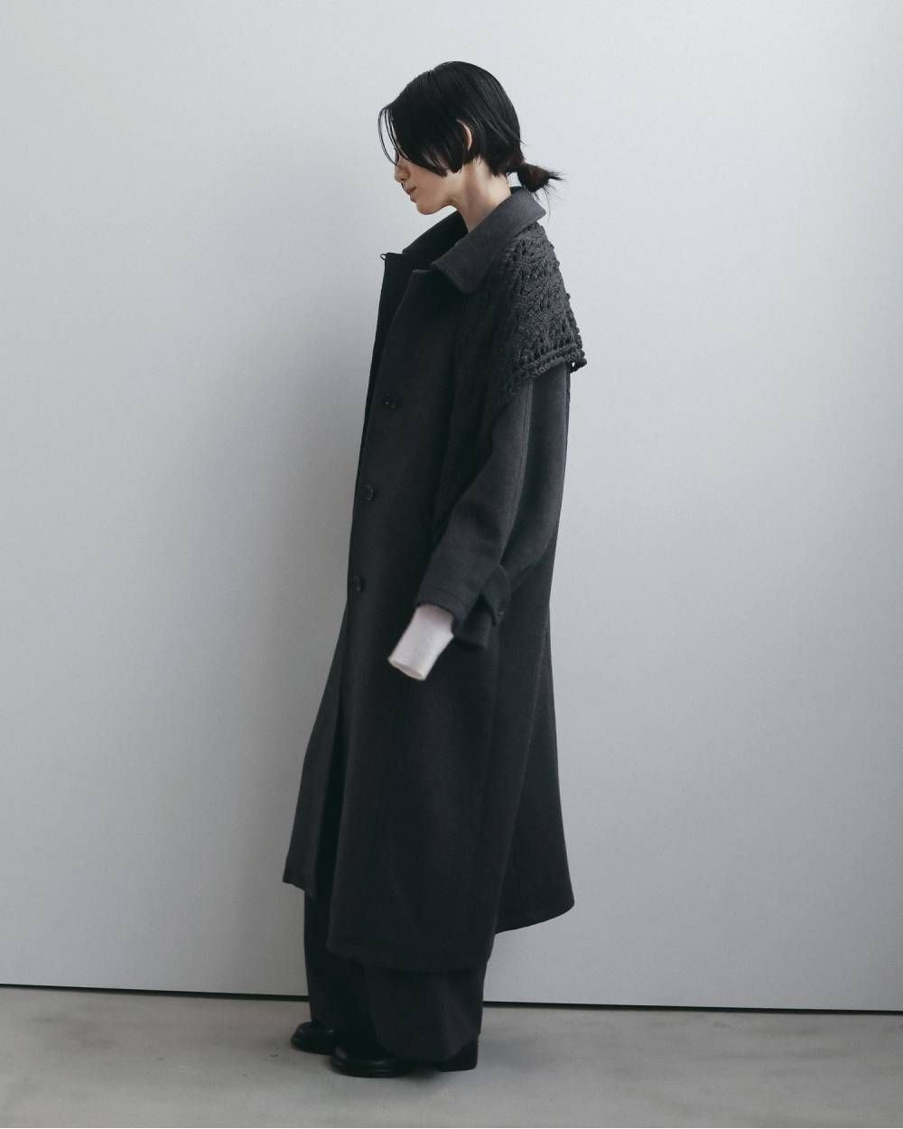 ステンカラーオーバーコート (チャコールグレー) Soutiencollar Over Coat (Charcoal gray) / 26AW 【6月29日まで期間限定予約】