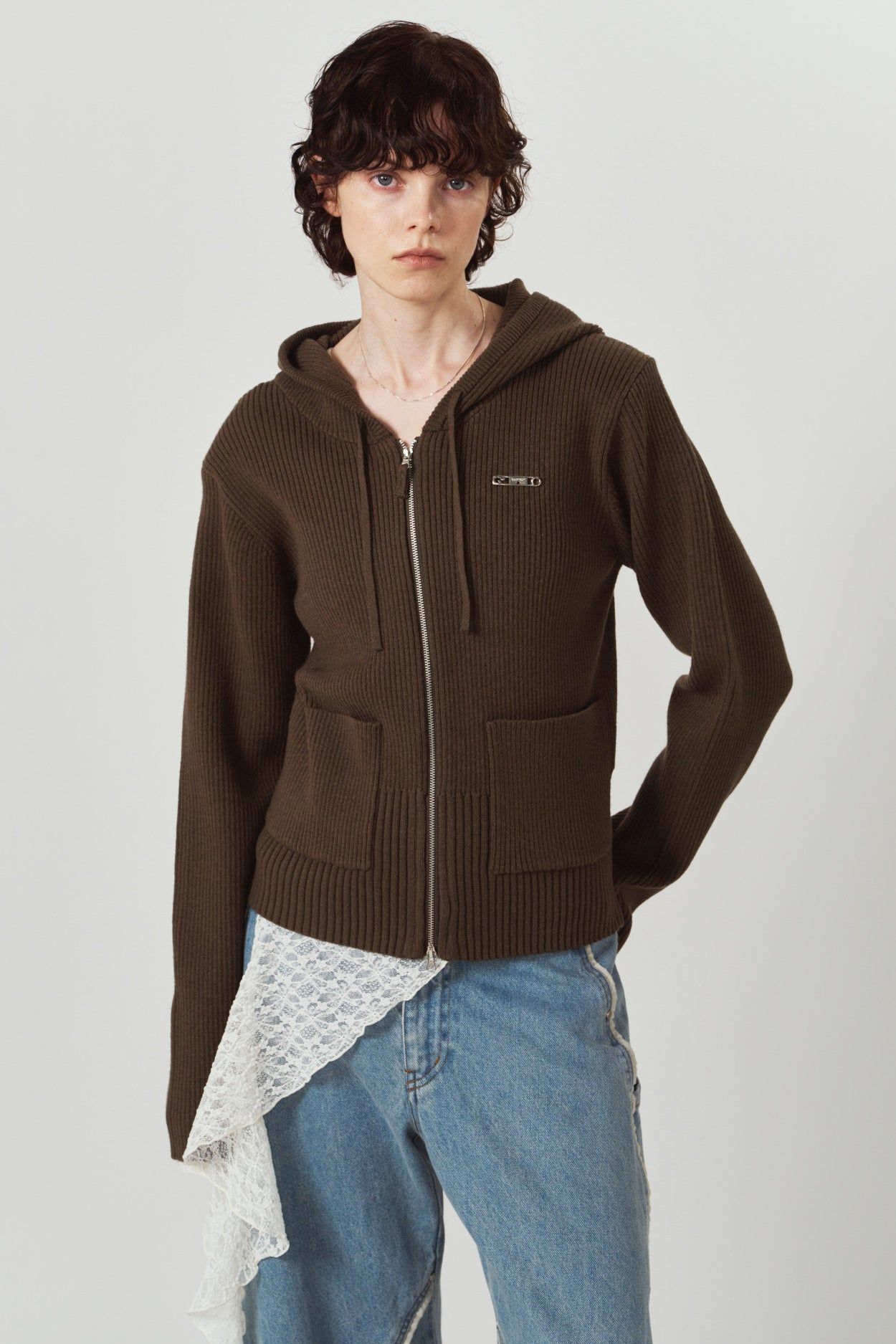 ニットパーカー (ブラウン) hooded knit parka (Brown) / 26AW