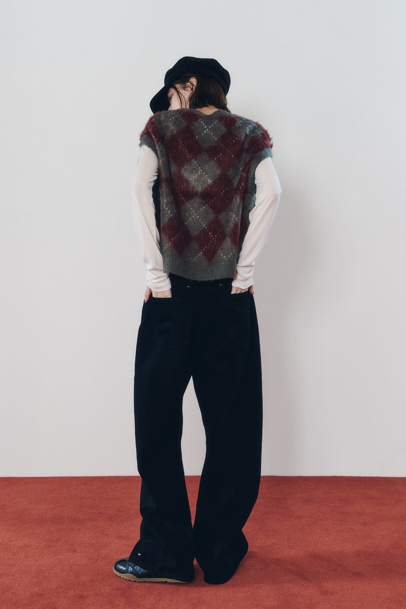 アーガイルニットベスト (レッド) argyle knit vest (Red) / 26AW