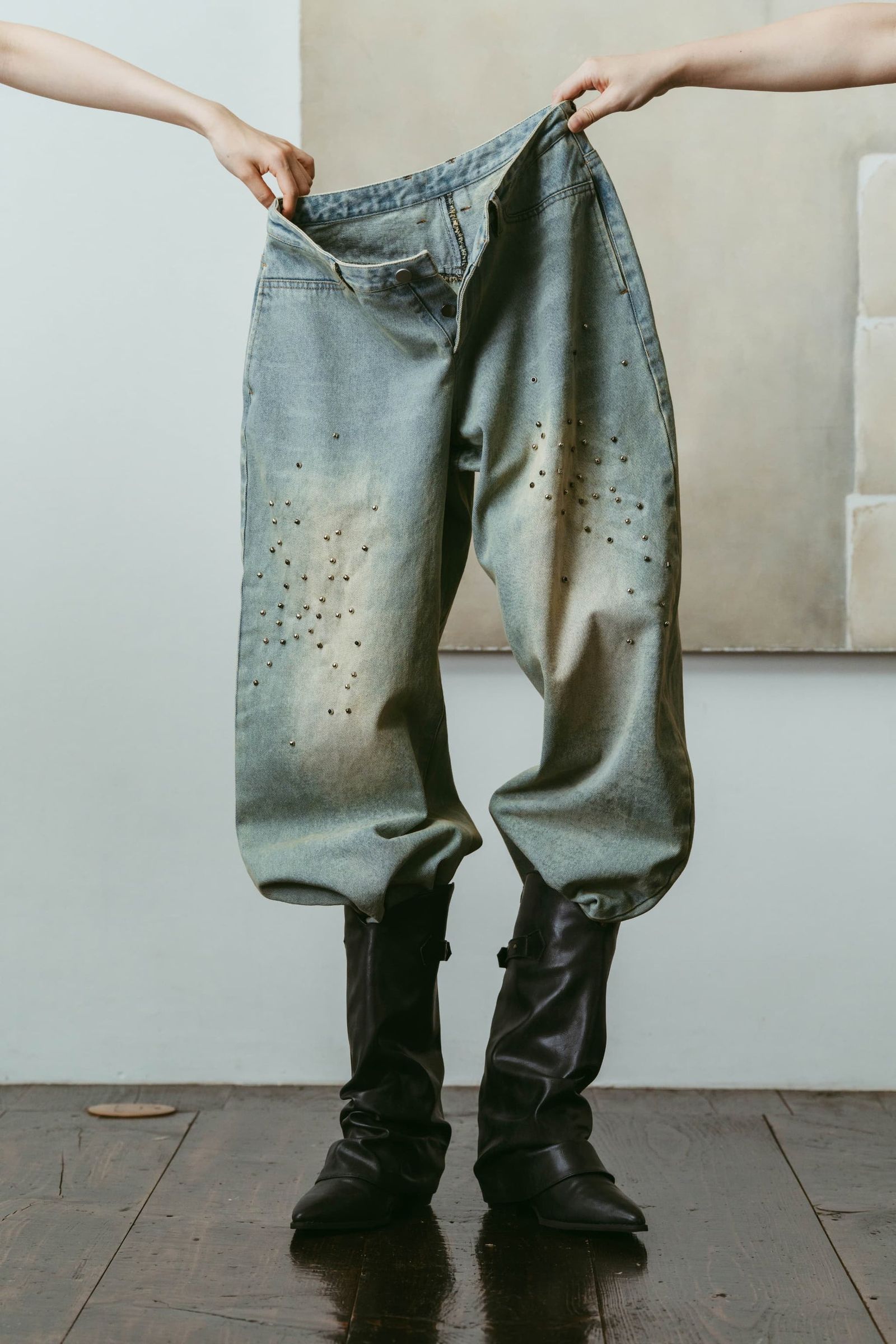 ウエスタンベルテッドブーツ (ブラック) western belted boots (Black) /  26SS
