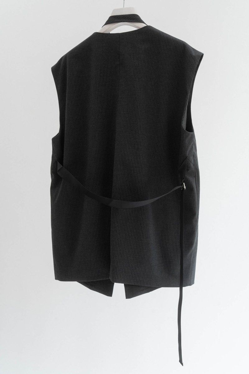 2way collarless gilet / 2ウェイ カラーレスジレ (ストライプ) / ユニセックス