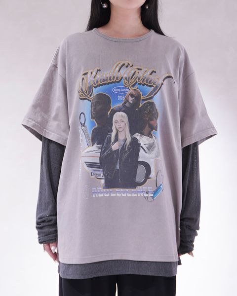 レイヤードTシャツ (グレー) AI future layered t-shirt(unisex) (Gray) /  26SS