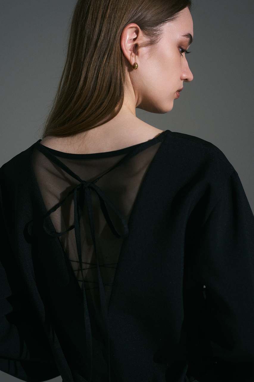バックチュール シアーブラウス (ブラック) Sheer Tulle Blouse (Black) / 26AW *