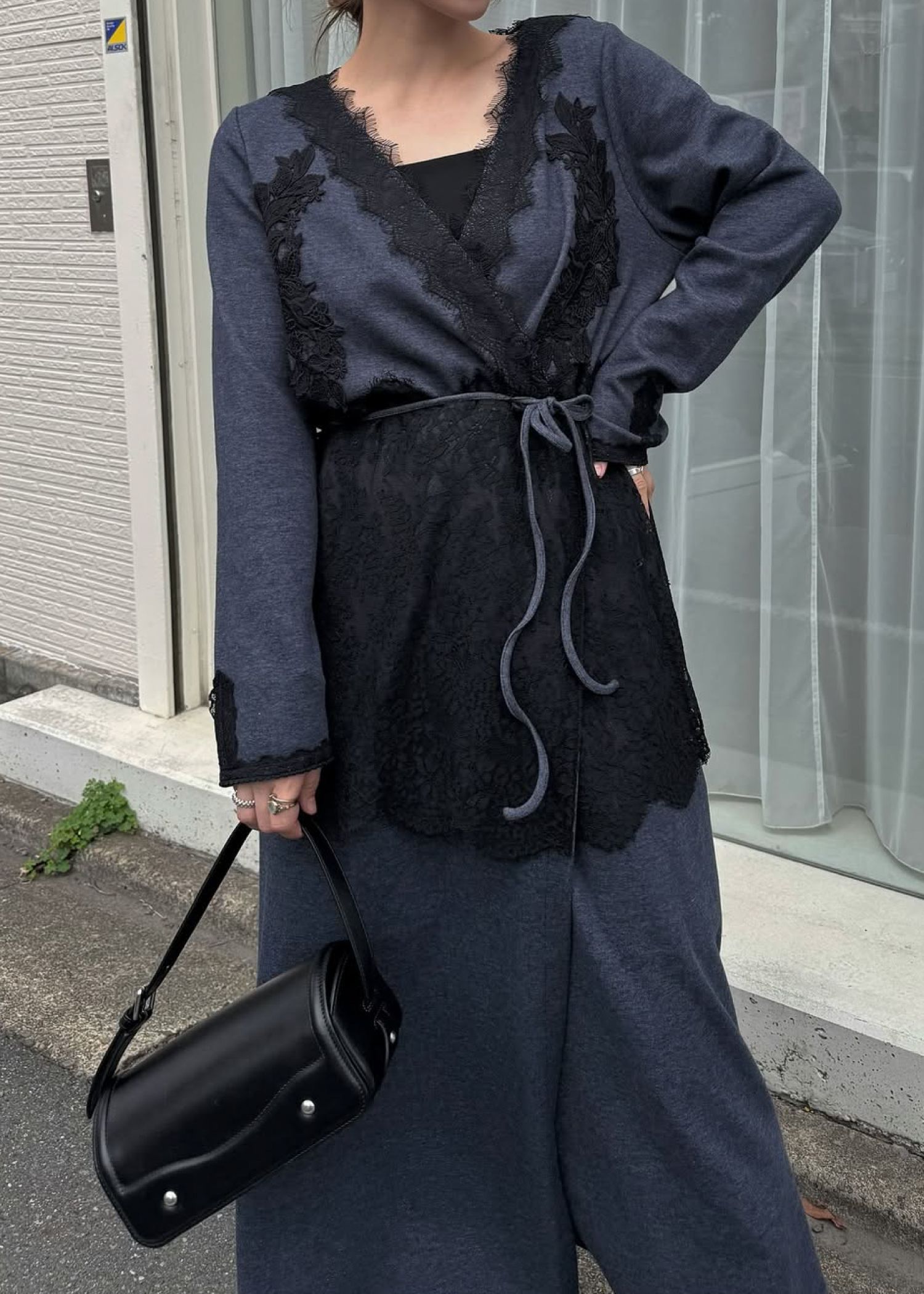 cachecoeur multi lace sweat OP / マルチレース スウェットワンピース (インディゴ) / 25AW