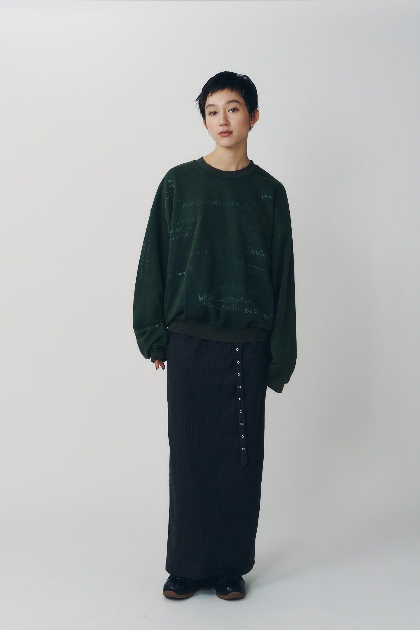 メッセージ スウェット (グリーン) message sweatshirt(unisex) (Green) / 26AW