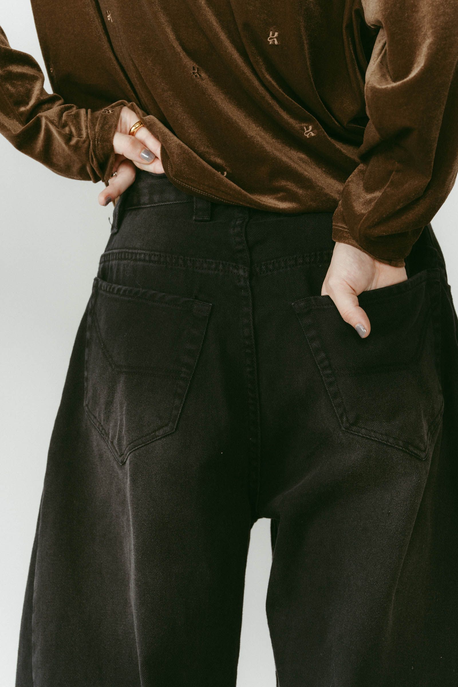 shirt wrap denim pants / シャツ巻き デニム (ブラック) / 25AW