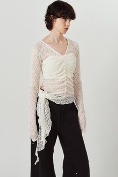レーストップス (ホワイト) lace gathered top (White) / 26AW
