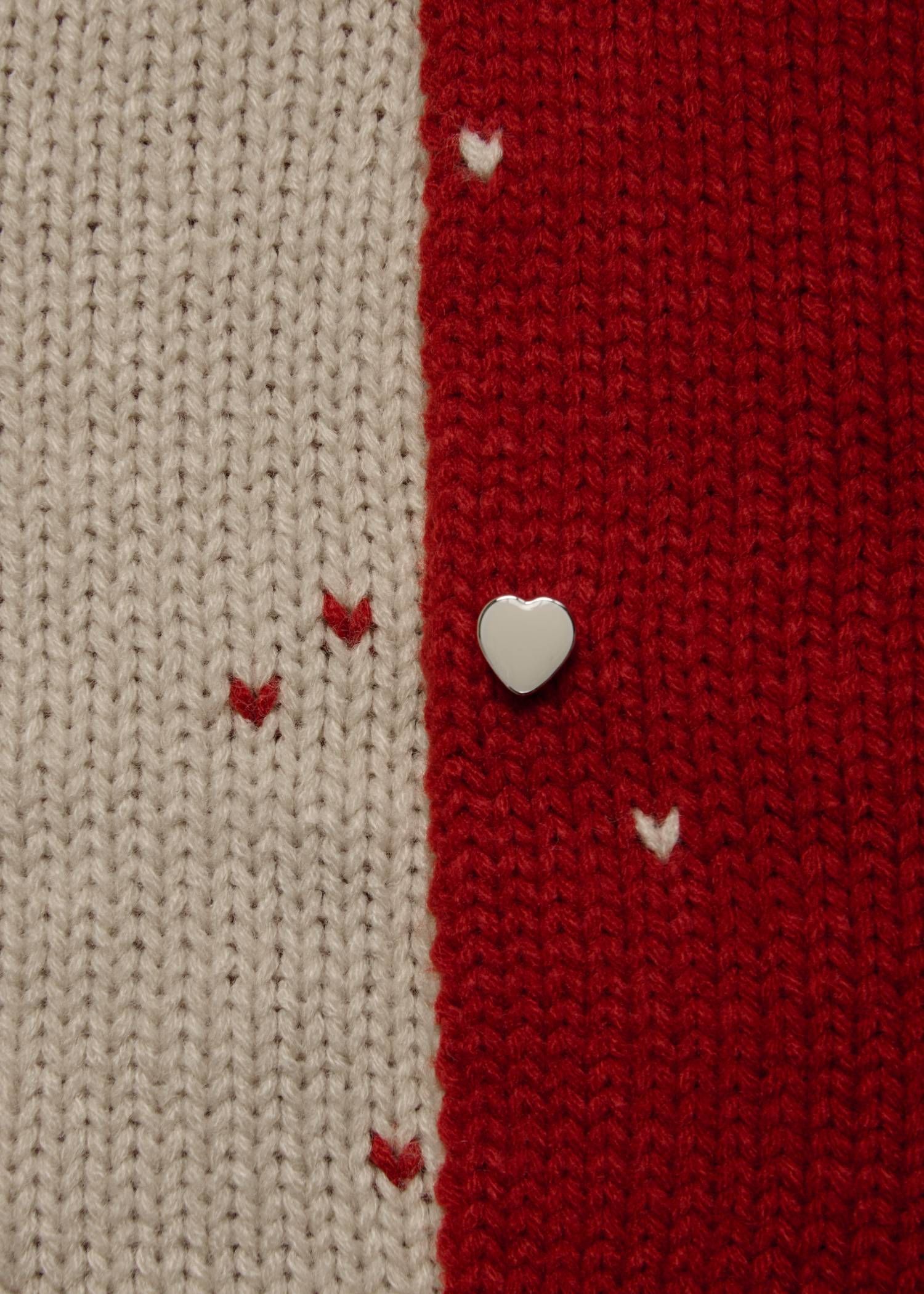 【ショート】ハートドット リバーシブルカーディガン (レッド×タン) short heart dot jacquard reversible knit cardigan (red×tan) /  26SS