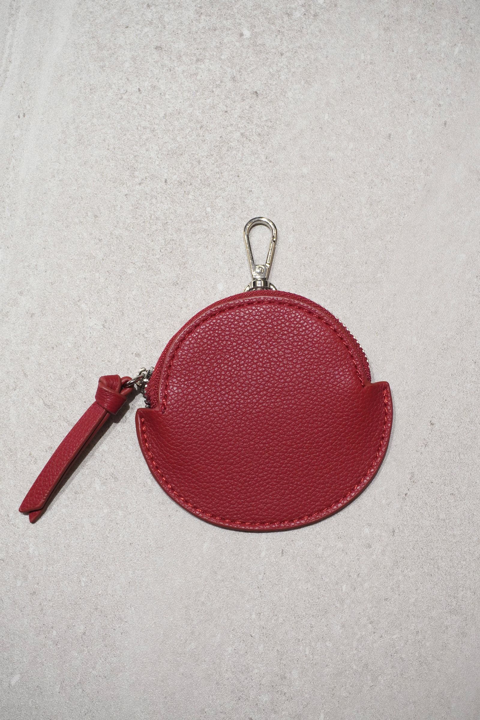 RECYCLING LEATHER MULTI MOBILE POUCH / リサイクルレザーマルチモバイルポーチ (レッド) スマホショルダー/コインケース・カードホルダー付き / 取り外し可能