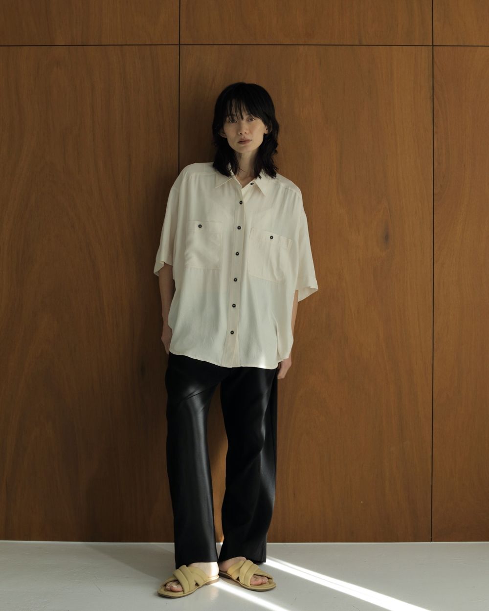 Georgette Rough Pant / ジョーゼット ラフパンツ (ブラック)