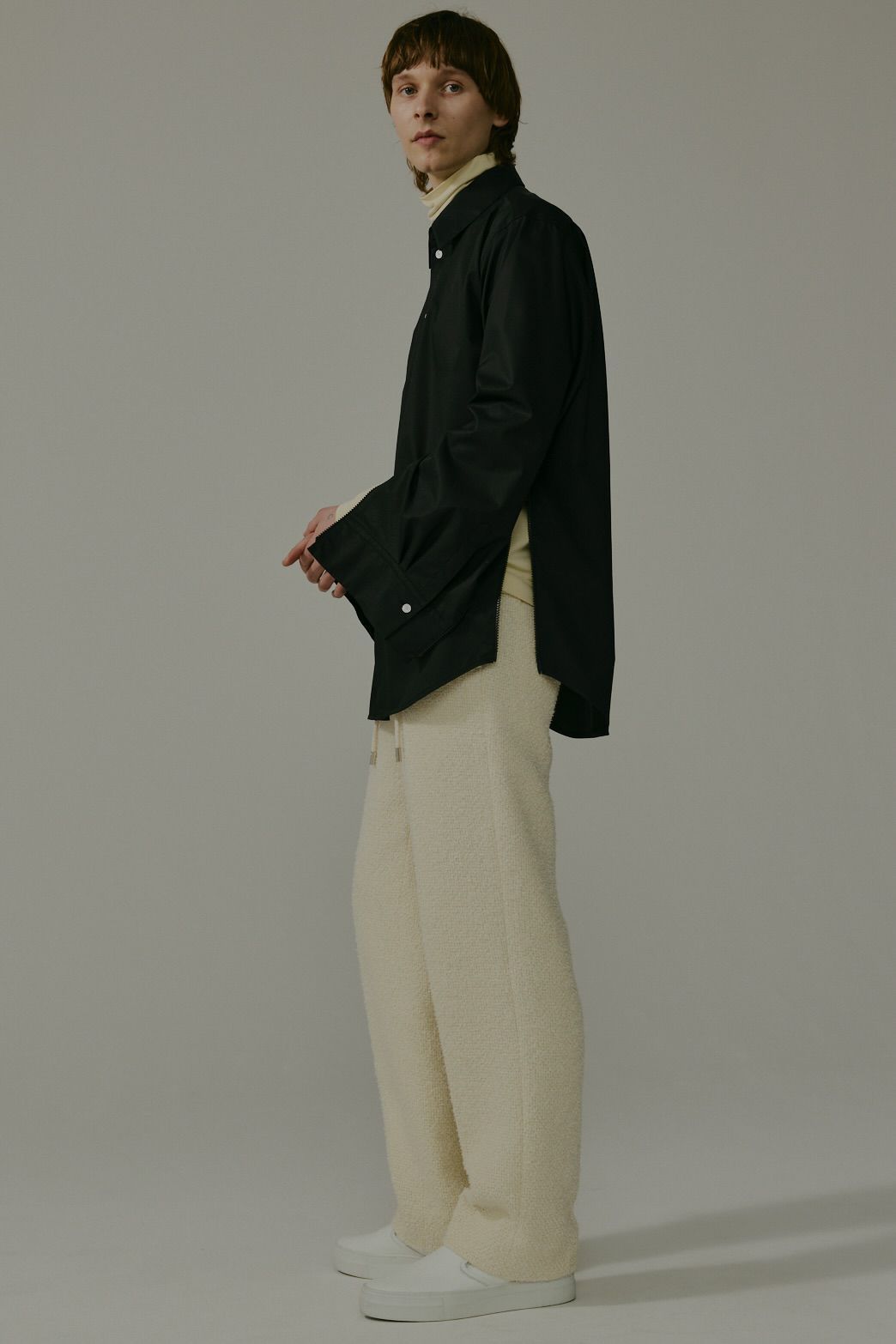 【メンズ】ZIPPER TWILL SHIRT / ジッパーツイルシャツ (ブラック)