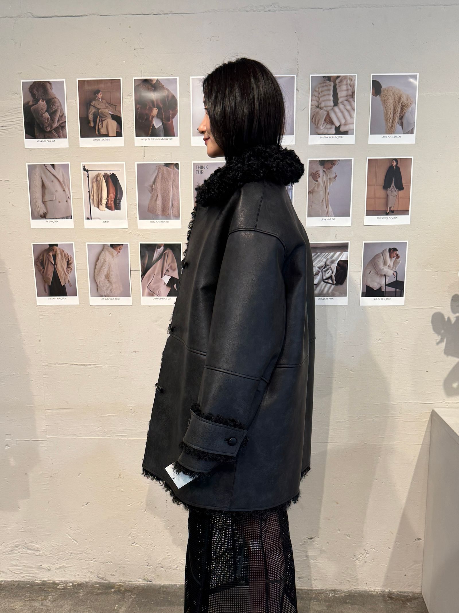 Vintage Like Fake Mouton Reversible Coat (ブラック) / ヴィンテージライクムートン リバーシブルファーコート / エコファー / フェイクファー