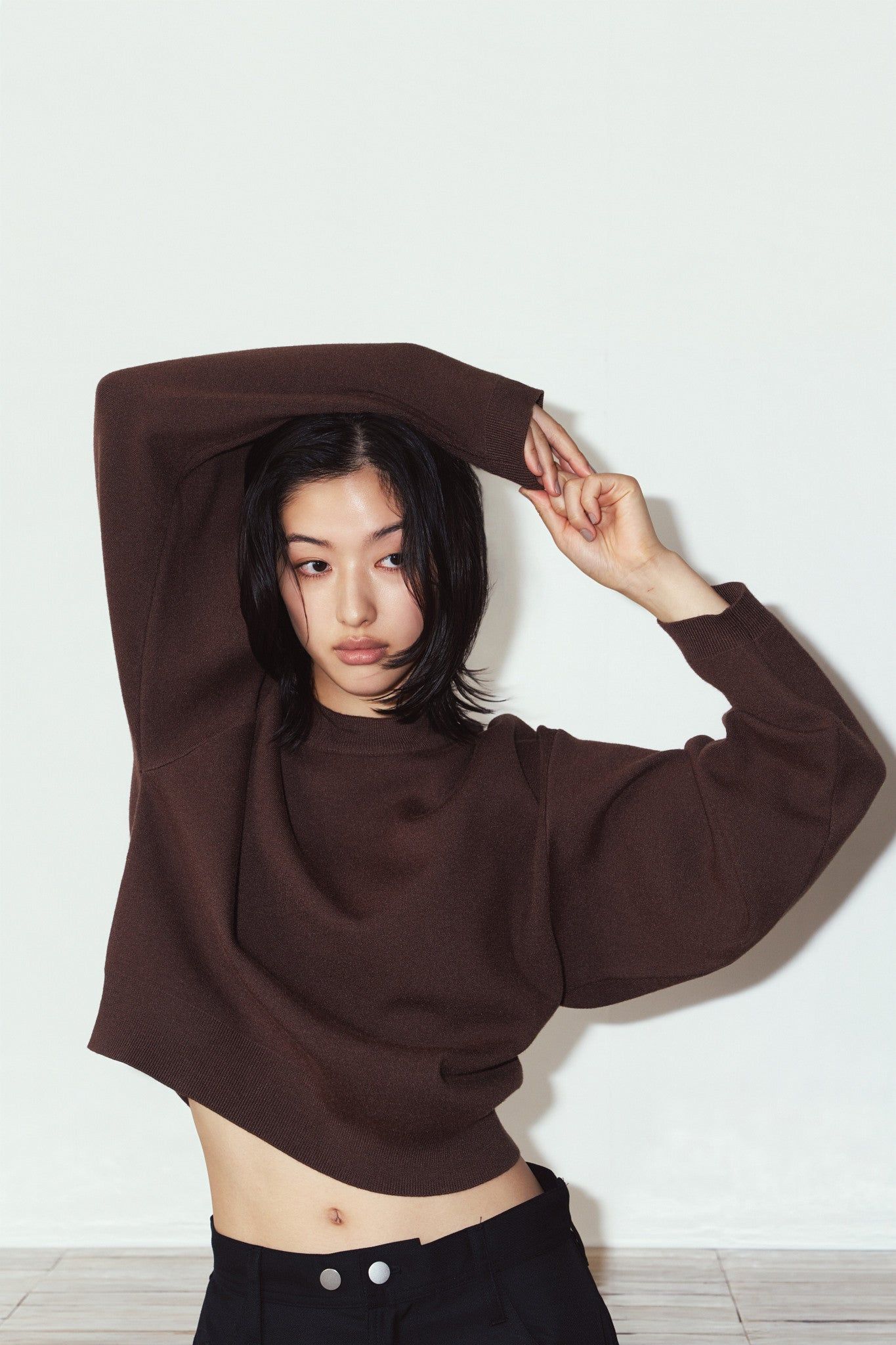 【LADIESサイズ】2ウェイ ノームコア ニット (ブラウン) 2way cuffs normcore knit (Brown) / 26AW