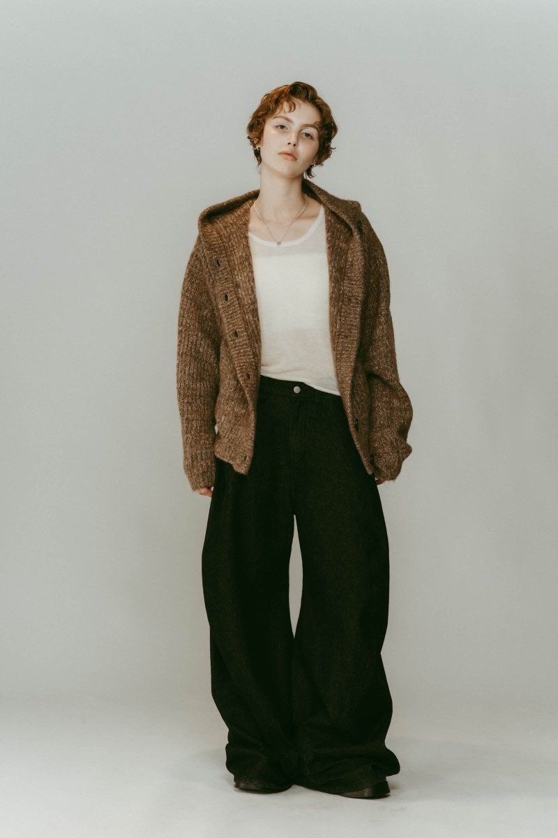 hooded cardigan knit / フーデッド カーディガンニット (ブラウン) / 25AW