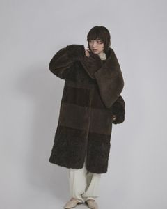 【先行予約】【26TH-19】ミックスファーコート (ブラウン) Mixed Fur Coat (Brown) /  エコファー  /  フェイクファー 【受注期間6/14 23:59まで】
