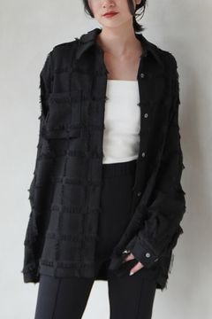 fringe switching shirt / フリンジスイッチング シャツ (ブラック) ユニセックス