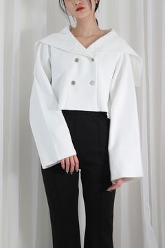 SHORT SAILOR KNIT JACKET / ショートセーラーニットジャケット (ミルク)