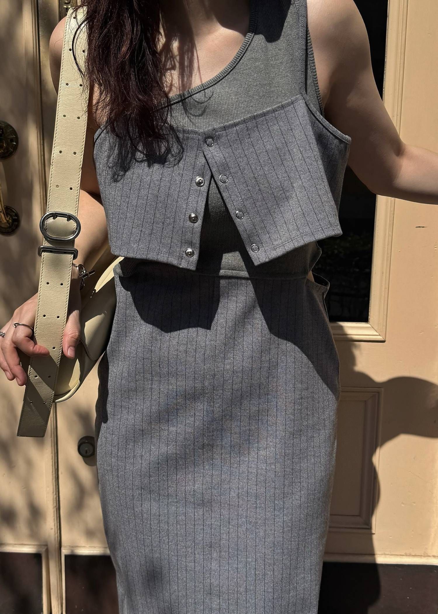 レイヤード3ピース ワンピース (ミックス) asymmetry layered 3 piece stripe OP (Mix) /  26SS