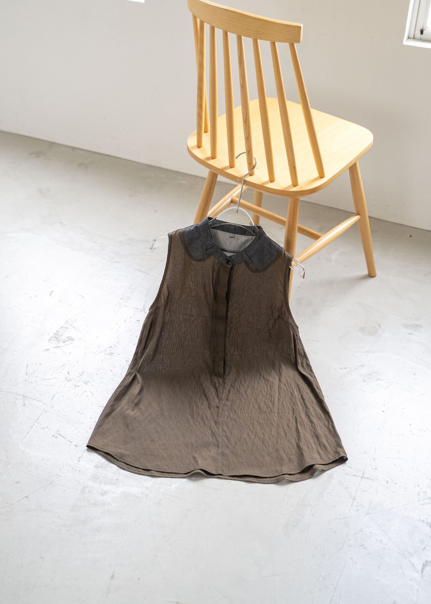 ノースリーブ シャツ (ブラウン) no sleeve color scheme collar shirt (Brown) /  26SS