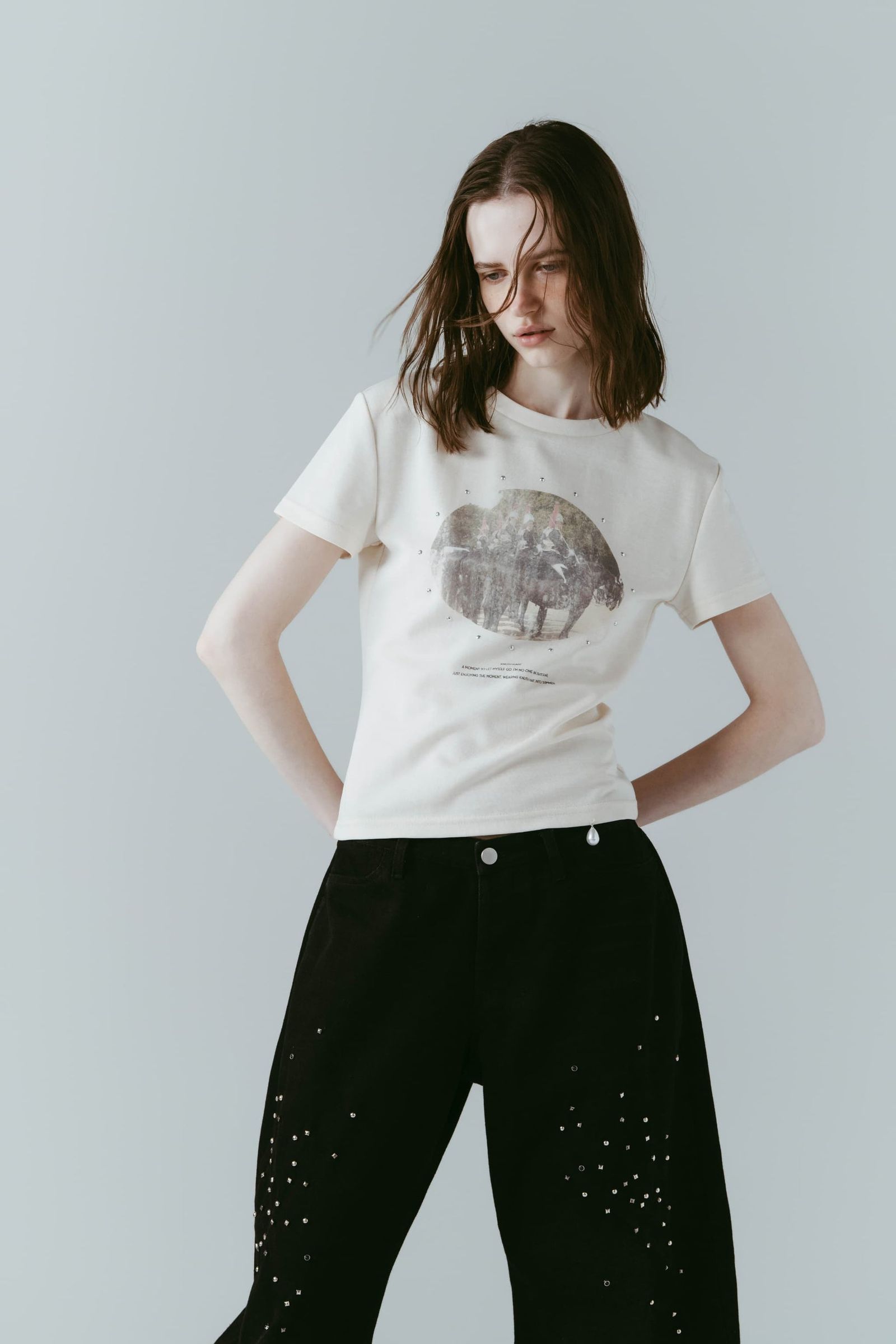 スタッズコンパクトTシャツ (アイボリー) studded compact tee (Ivory) /  26SS