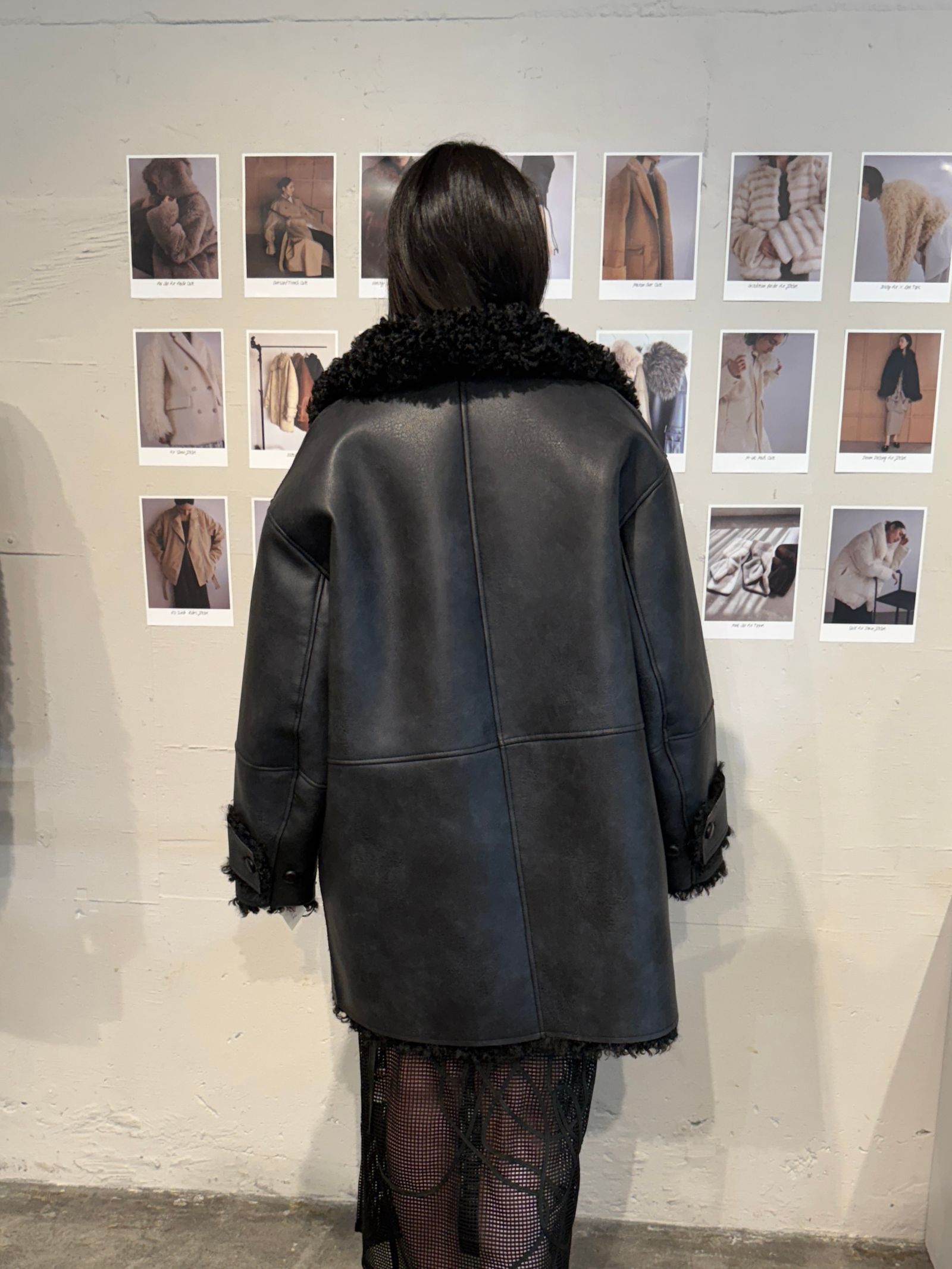 Vintage Like Fake Mouton Reversible Coat (ブラック) / ヴィンテージライクムートン リバーシブルファーコート / エコファー / フェイクファー