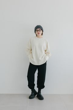 ワッフルベーシックロンT (アイボリー)