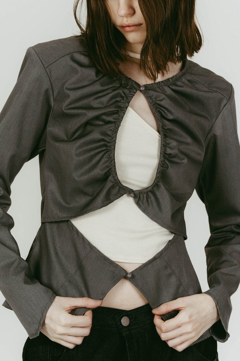 unique feminine blouse (Gray) / ユニークフェミニンブラウス (グレー) / 26SS