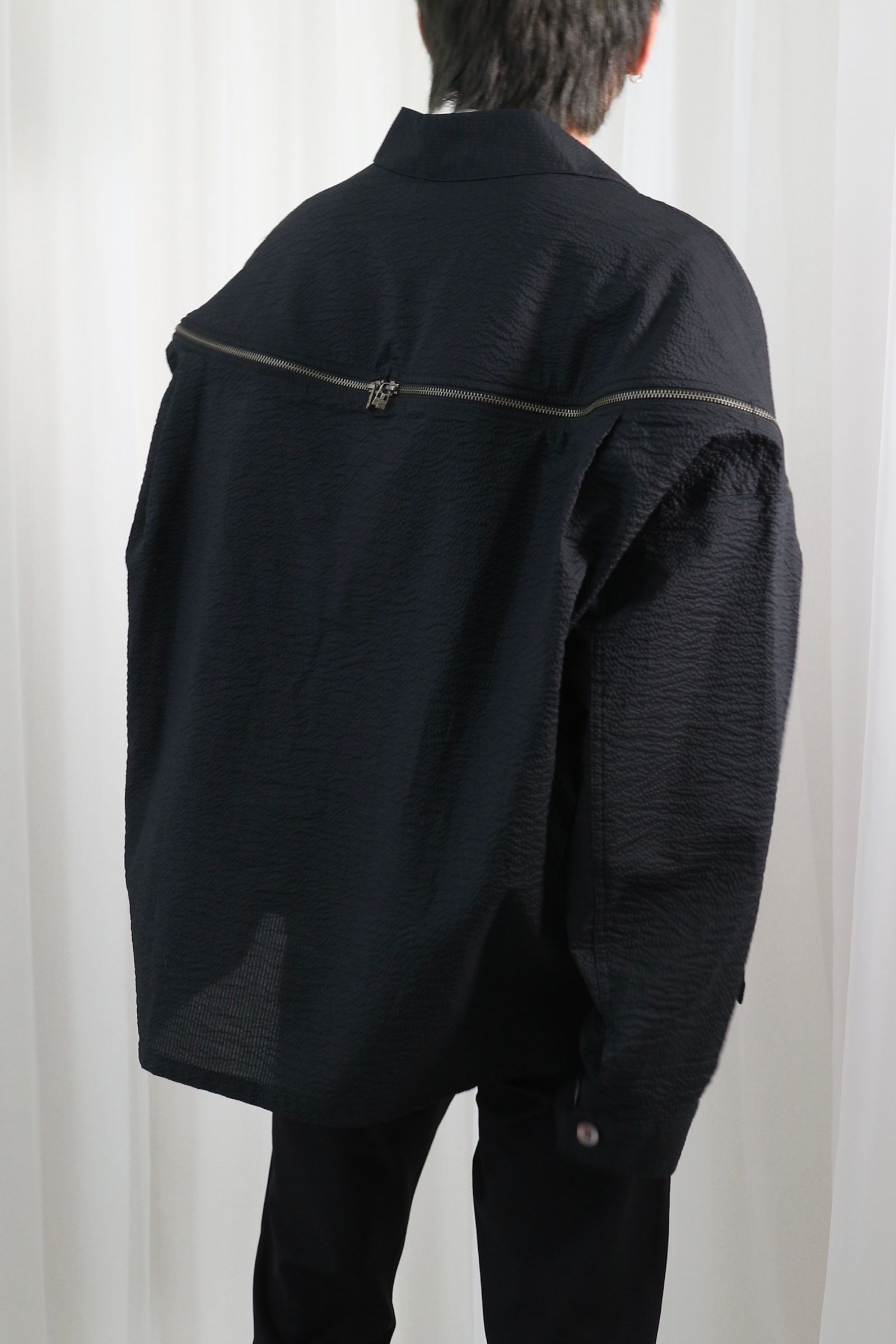 FACETASM - WRINKLE CRUSHED ZIP SHIRT / リンクルクラッシュジップシャツ (ブラック) | Sir online  store / サー オンラインストア