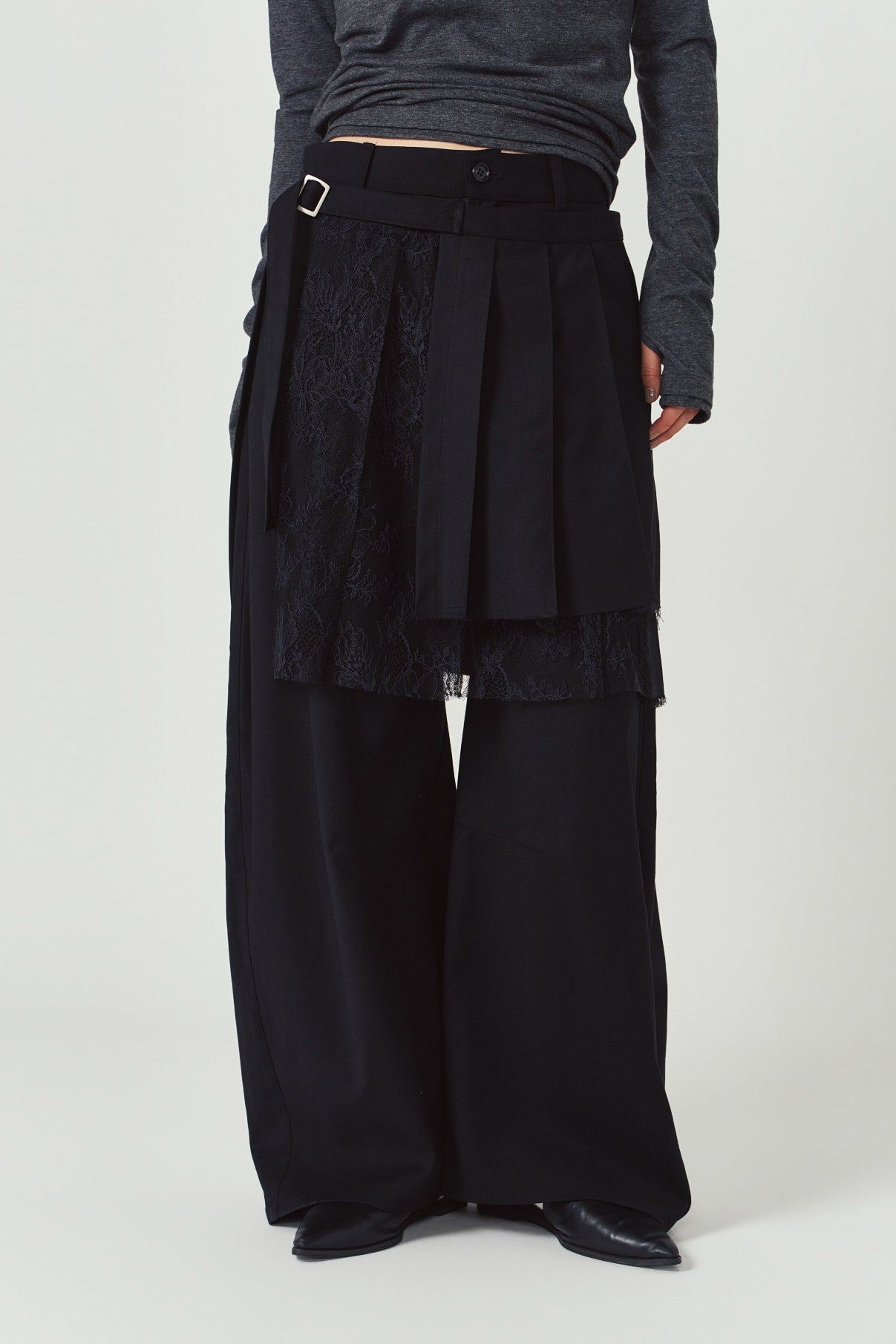 ブラック プリーツスカート パンツ2点 Knuth Marf - プリーツスカートパンツ (ブラック) pleated skirt pants