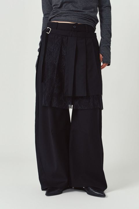 プリーツスカートパンツ (ブラック) pleated skirt pants (Black) / 26AW