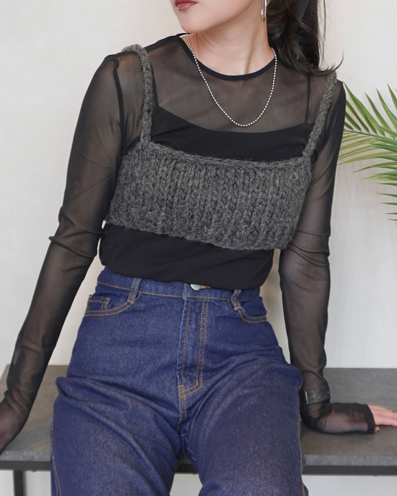 【25AW】Low Gauge Knit Bustier / ローゲージニットビスチェ (グレー)