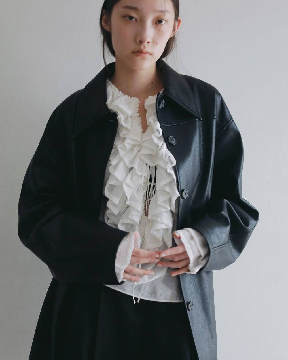 エコレザー オーバージャケット (ブラック) Ecoleather Over Jacket (Black) /  26AW