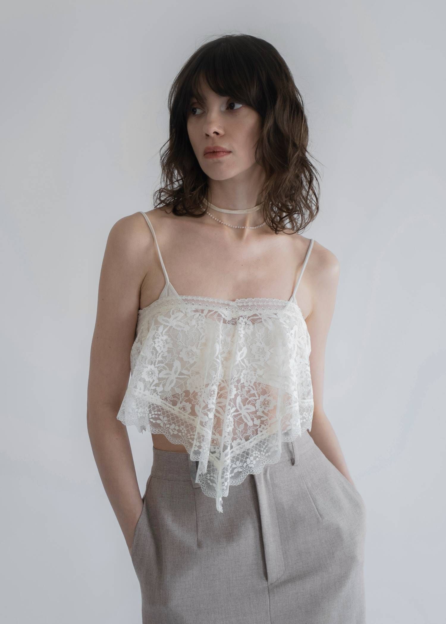 アレンジレース ジャケット (モカ) arrangement lace shawl oversize JK (Mocha) /  26SS