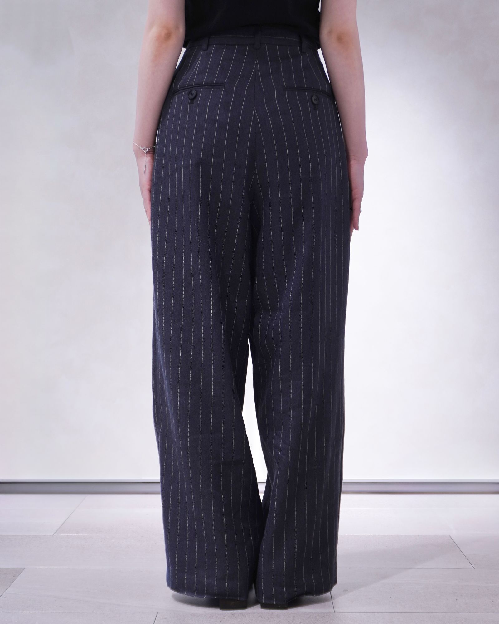 リネンタックパンツ (ネイビー) Linen Tuck Pants (Navy) /  26SS