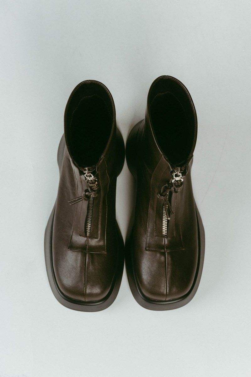 front zip platform boots / フロントジップ プラットフォーム ブーツ (ブラウン) / 25AW