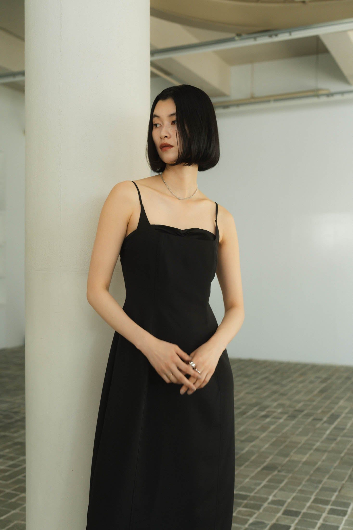 square neck one piece / スクエアネック ワンピース (ブラック)