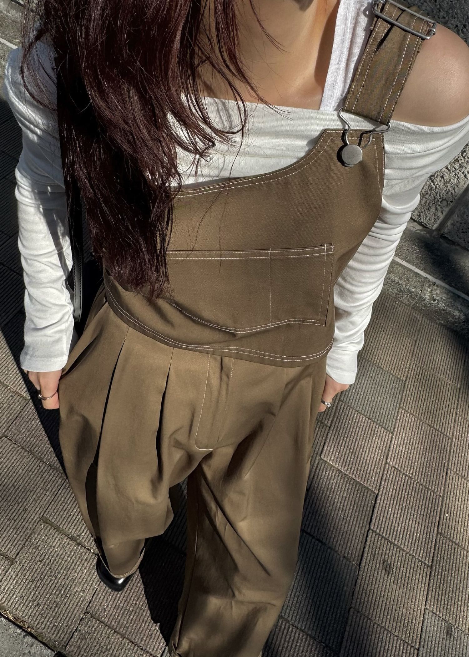 2piece roll up suspenders all-in-one (K/beige) / 2ピースサスペンダーオールインワン (カーキベージュ) / 26SS