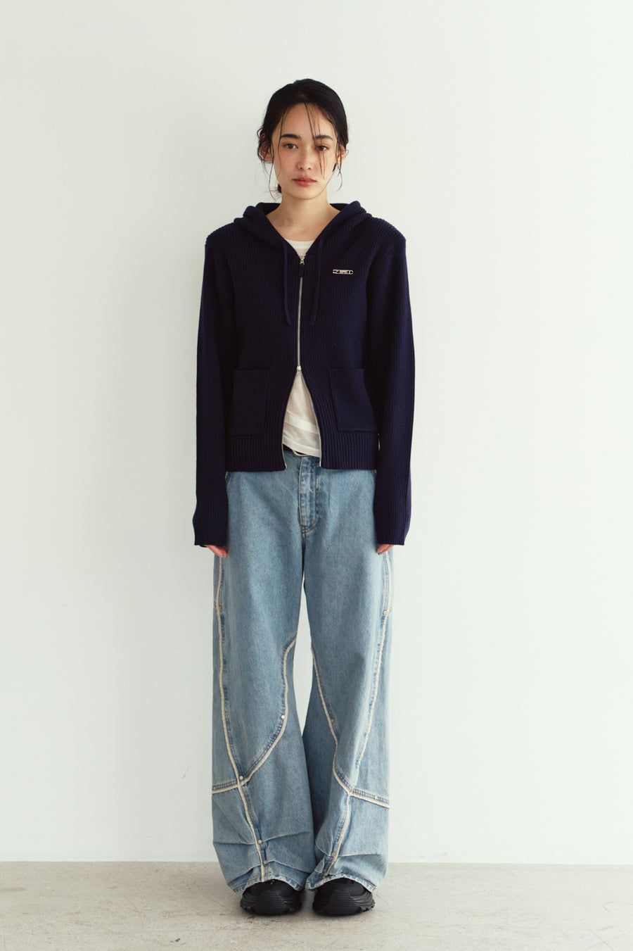 ニットパーカー (ネイビー) hooded knit parka (Navy) / 26AW