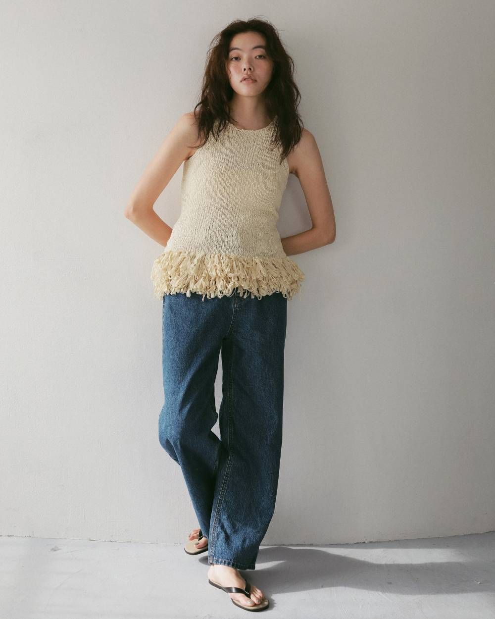 アメスリ フリンジトップス (アイボリー) Americansleeve Fringe Tops (Ivory) / 27SS